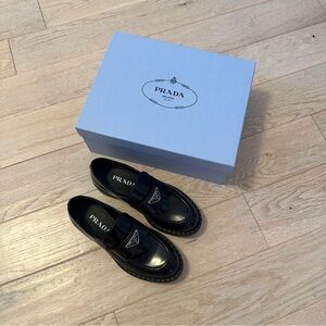 Prada Chocolate Brushed Leather Loafers